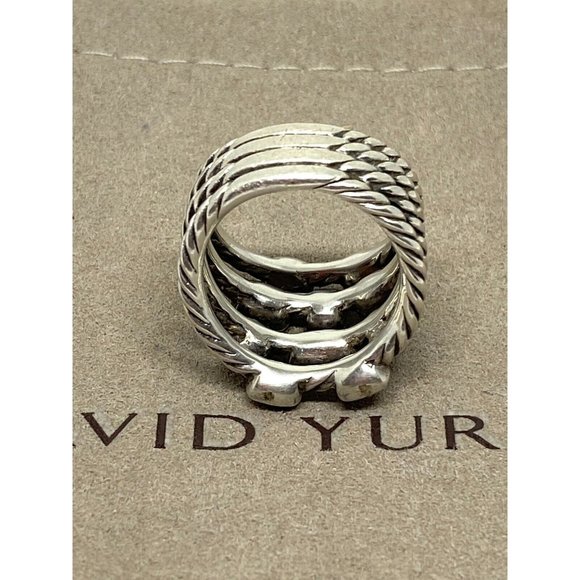 DAVID YURMAN CONFETTI STERLING PAVE DIAMOND RING 4 ROWS SIZE 7 - Picture 12 of 14